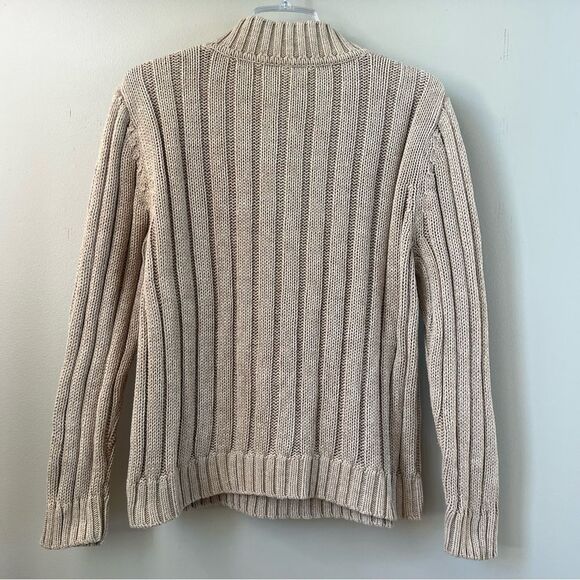Leo and Nicole Cotton Cable Knit Light Mocha Fisherman Sweater SZ XL - Picture 5 of 15